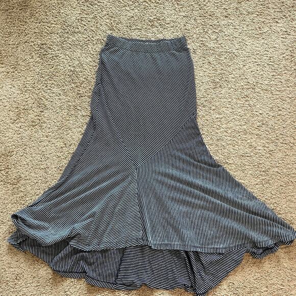 AG Adriano Goldschmied Midi Skirt Women's XS‎ Stripped Stretch Knit High Low Hem - Picture 2 of 8